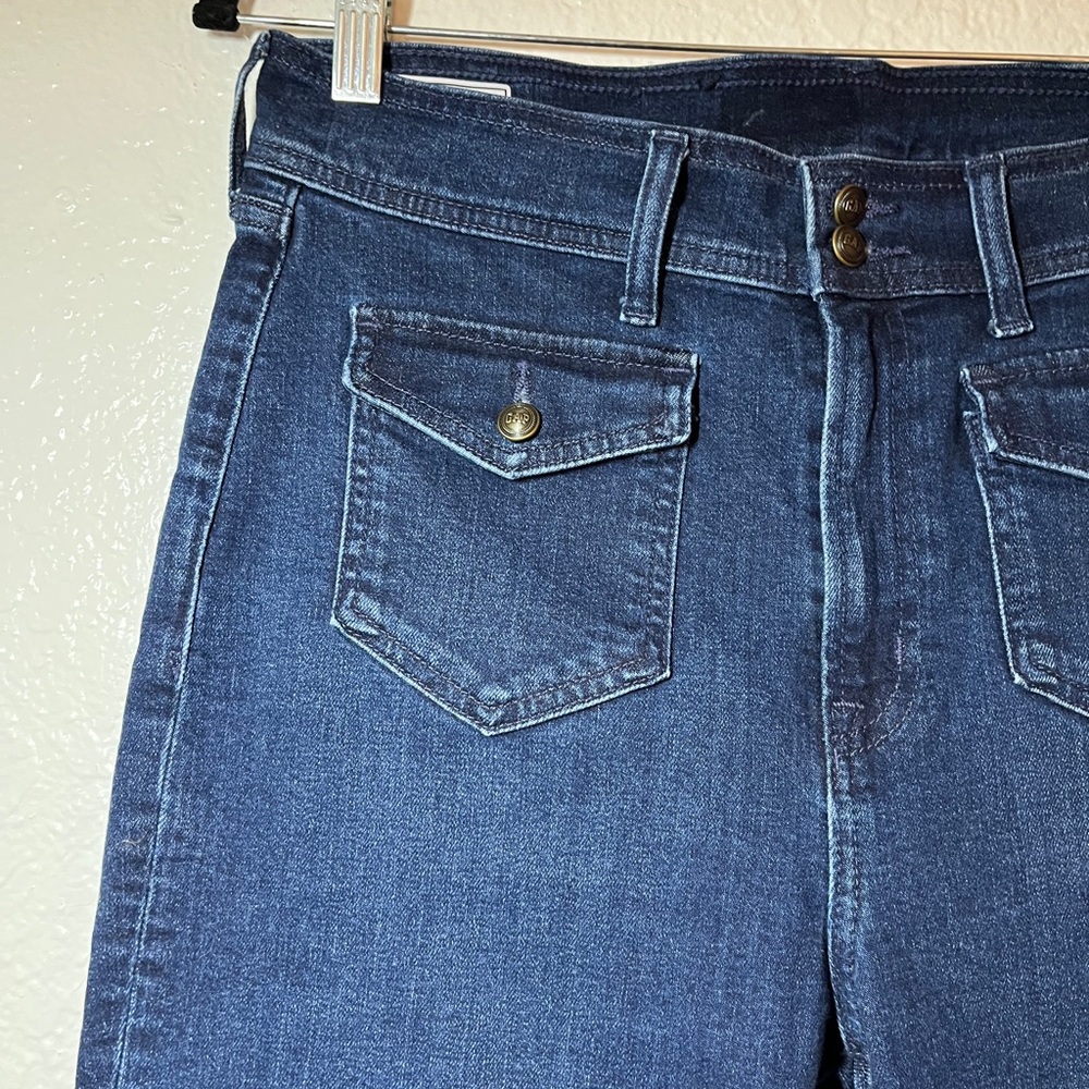 GAP 70s flare high rise denim jeans women’s size 31 / 12 short - Picture 3 of 5